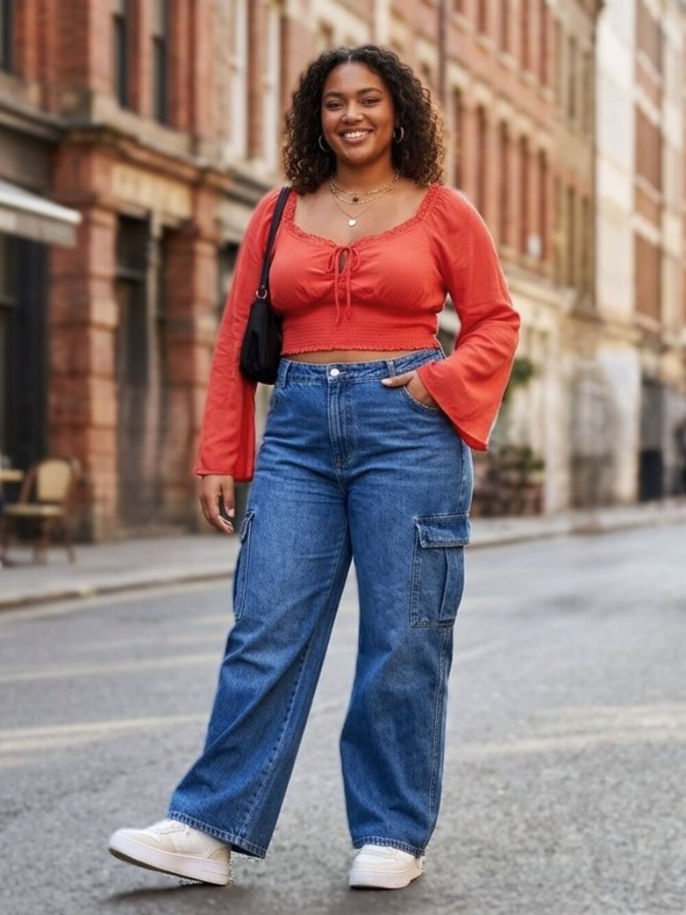FOREVER 21+ Long-Sleeve Peasant Crop Top. Plus Size 3X